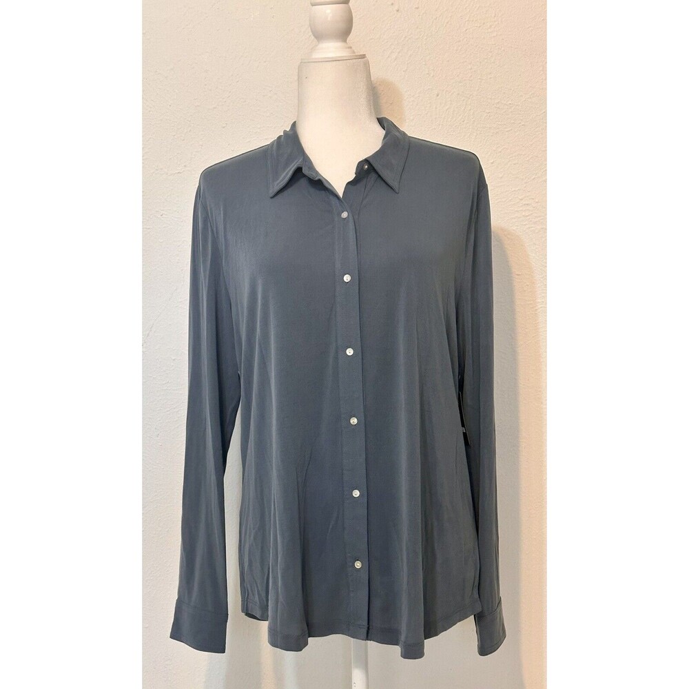 NWT Lucky Brand Women Size L Blue Button-Up Cardigan Capsule Wardrobe Office